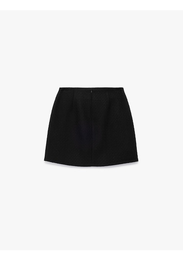 Koton Slim Fit A Kesim Tüvit Mini Etek Siyah 6wak70013ew Siyah