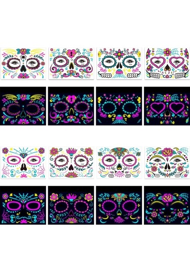 Trendooze Yüz, Yetişkinler Vücut Ve Ve Stickers Set Sanatı Pcs Parti Mükemmel Kol, İçin İçin Glow Floresan Favors Dıy Dekorasyonları Çocuklar Çıkartmalar Çıkartmalar Cadılar Bayramı Bacak, Aydınlık 8 - Rx
