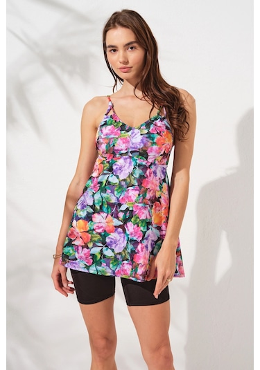 Pierre Cardin Şortlu V Yaka Tankini Çiçekli