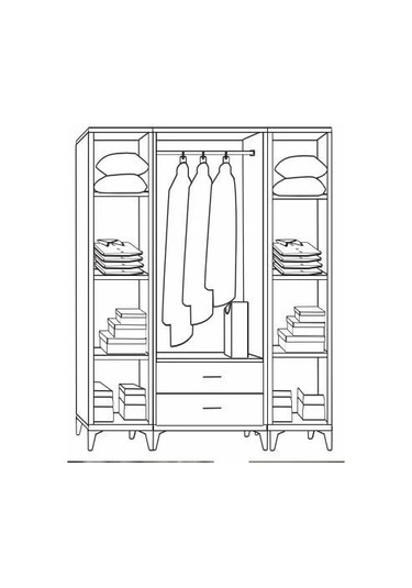 4 Kapılı Aynalı Uras Panjurlu Beyaz Dolap