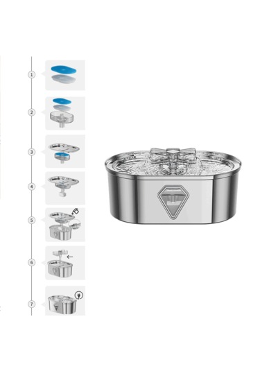 Ecronicword Kedi İçme Çeşmesi Paslanmaz Çelik Köpekler 3500 ML