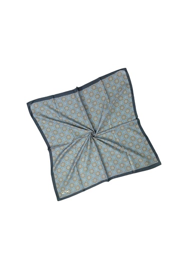 Ebruli Pamuklu Etnik Desenli Soft Eşarp 90x90 Cm Lacivert - Indigo