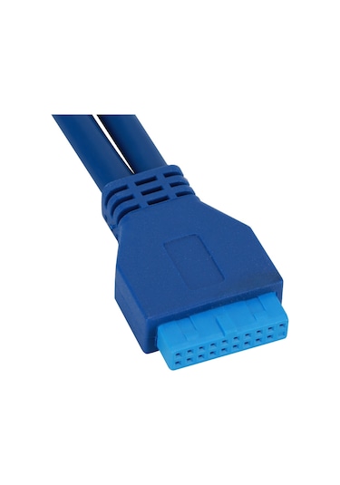 Vkemall Mavi Usb3.0 19pin'den 2af'a Veri Kablosu 0.8m, Vitesli Delikli, 5gbps Hızlı Aktarım, Esnek Pvc, Dayanıklı