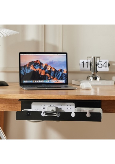 Sones Masa Altı Kablo Düzenleyici Deliksiz Ev Bilgisayar Masası Altı Güç Kablosu Fişi Depolama Rafı Siyah