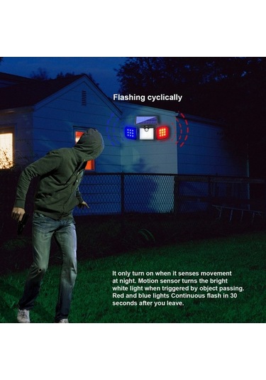Trendooze Güneş Enerjili Bahçe Aydınlatma, 400 Lümen, Kırmızı-mavi Flaş, Ip65
