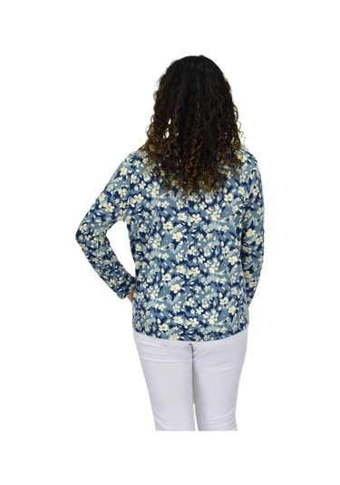 Kadın Uzun Kol Düğmeli Bluz Bgl-st04686 Mavı