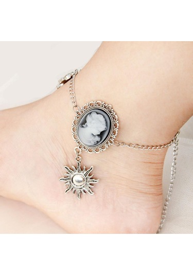 Homyl Kadın Halhal Zincir Ayak Bileği Bilezik Yalınayak Gümüş