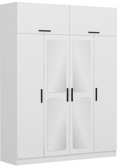 Kale 4 Kapaklı Aynalı Zincir Dolap-yüklük - Beyaz 235cm Beyaz