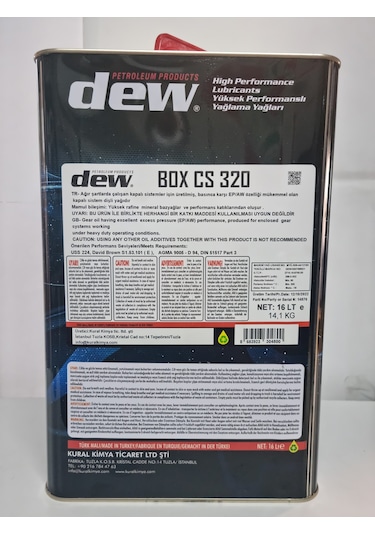 Dew Box Cs 320 Kapalı Sistem Asansör Dişli Yağı 16 L