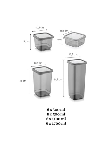 Meleni Home Meleni Home Etiketli Kare Erzak Saklama Kabı 24 Parça 6x300-500-1100-700 ML