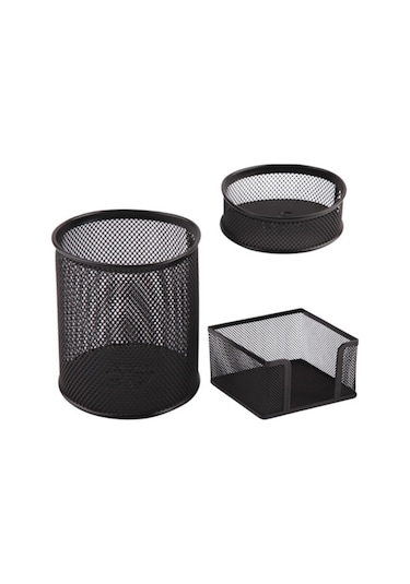 Masa Üstü 3 Lü Set Perfore File Metal Siyah