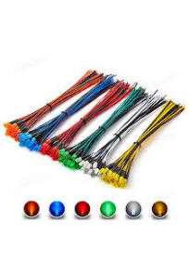 10 Adet 12v 5mm Diffüz Led 20 Cm Kablo Sarı