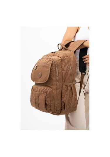 Ultra Hafif Çok Cepli Su Geçirmez Sırt Çantası Unisex Taba Model: 571-2e - Taba