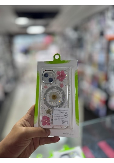Apple Uyumlu iPhone 14 Çiçekli Magsafe Case 13 Uyumlu -