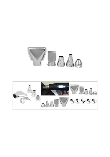 Createtech 5 Adet Paslanmaz Çelik Sıcak Hava Tabancası Aksesuarı Mandalı Kaynak Nozulları Hızlı Isıtıcı Üfleyici Ekipman