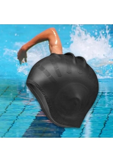 Fortunelane Yüzmek Kadın Siyah Suntek Siyah Silikon Kaymaz Kap Yumuşak Pc Siyah