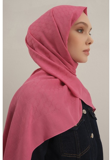 Pembe Link Desen Bambu Cotton Şal 37 Pembe