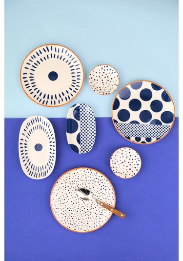 Tabak Evi Porselen Spotty Kahvaltı Ve İkram Takımı 6 Kişilik 14 Parça Çok Renkli