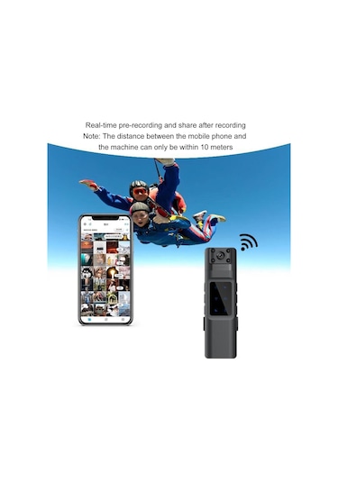 Taşınabilir Spor Video Kaydedici, 1000mah Şarj Edilebilir Pil Kamerası, Yüksek Çözünürlüklü 1080p Wi-fi Kamera, Su Geçirmez/dayanıklı/uzun Ömürlü Pil Siyah