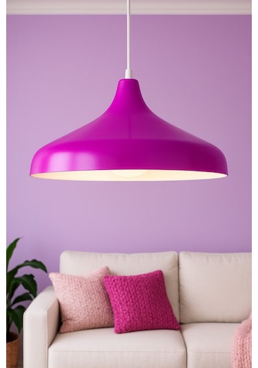 Nil Fuşya Renk Özel Tasarım Modern Dekoratif Cafe Sarkıt Cafe - Mutfak Tekli Avize Fuşya