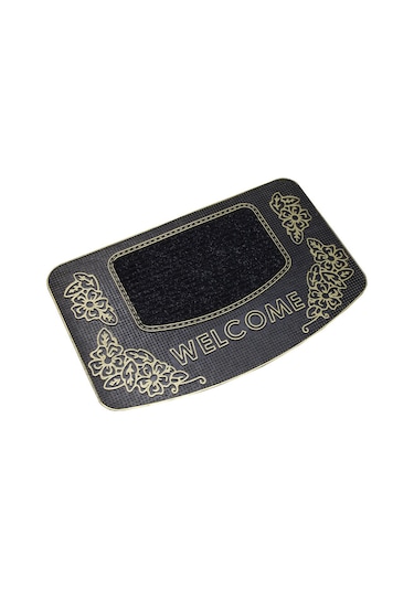 Welcome Yazılı Kauçuk Toz Tutucu Kapı Önü Paspası Gold