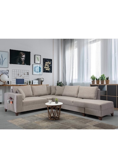 Krem Loft Köşe Koltuk Takımı Krem