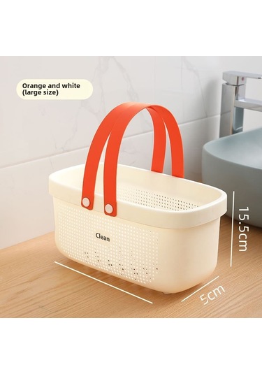 Yifomall Banyo Malzemeleri Taşıma Sepeti - Sıvı Akışlı Plastik Organizer, Ev Ve Seyahat İçin El Çantası Desenli Depolama Sepeti Turuncu-beyaz Diğer