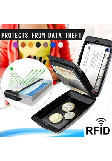 Hangfox Alüminyum Rfıd Korumalı Çok İşlevli Kart Çantası - Para Ve Kart Saklama Cihazı - Gümüş Renkli Gümüş