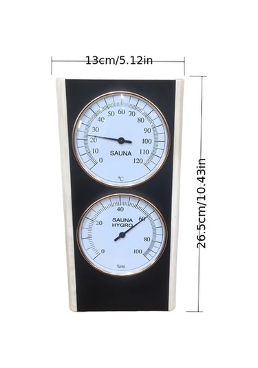 Honeybeeshop Siyah Çift Ölçekli Paslanmaz Çelik Higrometre Termometre Sauna Spa Aksesuarı Entegre Panel