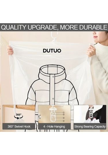 Honeybeeshop 8 Farklı Tarz 8li Asılı Vakum Depolama Çantası Giysi Ceket Takım Elbise Gardırop Düzenleyici Seyahat 4 Uzun 4 Kısa Beyaz Şeffaf