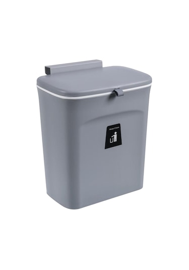 Suntek Plastik Çöp Kutusu Sepeti Ev İçin Duvara Monte 2.4galon Gri