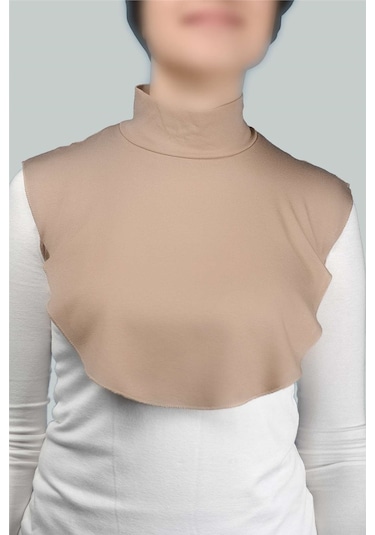 Altobeh Düz Balıkçı Yaka Boğazlı Penye Tesettür Kadın Yakalık Boyunluk - Koyu Bej