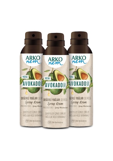 Arko Nem Değerli Yağlar Avokado Sprey Krem 3 x 150 ML