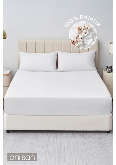 Düz Beyaz Lastikli Çarşaf %100 Pamuk Tek/çift Kişilik Ev, Otel Çarşafı,63 Tel