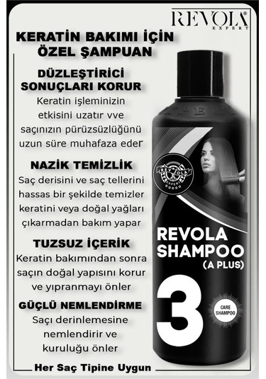 Revola Expert A Plus Brezilya Fönü İçin Tuzsuz Parabensiz Keratin Şampuanı 500 Ml Tüm Saçlar
