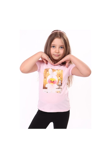 Toontoy Kids Toontoy Kız Çocuk Baskılı Tişört Pembe