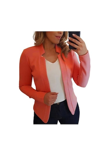 Turuncu Bahar Ceket Slim Fit Sıcak Kırışıklık Karşıtı Çentik Yaka Kadın Blazer Kadın Giysileri Turuncu Turuncu Bahar Ceket Slim Fit Sıcak Kırışıklık Karşıtı Çentik Yaka Kadın Blazer Kadın Giysileri Turuncu