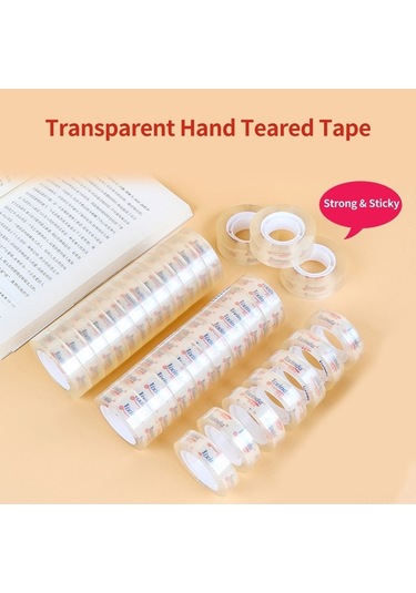 Novahub Şeffaf Yapışkanlı Bant Seti - 8 Adet 18mm X 20y Güçlü El İle Yırtılabilir Ofis/ev Kullanımı