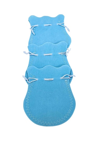 Kadife Kese Açık Mavi 100 Adet 11x14 Boy Takı, Altın Kesesi İpli & Büzgülü