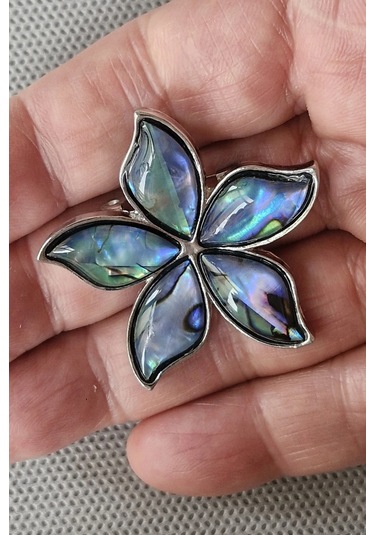 Abalon Shell Çiçek Motifi Sedef Broş Br10-2 Çok Renkli