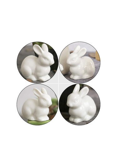 3 Adet Seramik Minyatür Tavşan Figürü Mikro Küçük Mini Tavşan Heykeli Paskalya Manzara Çiçek Saksısı Yosun Peri Bahçe Süsü Dekorasyonu