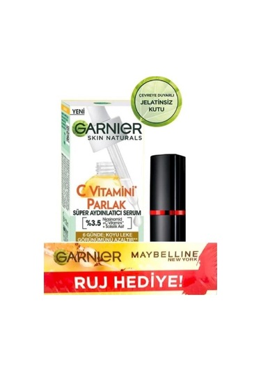 Garnier C Vitamini Parlak Süper Aydınlatıcı Serum 30ml + Maybelline New York Color Show 202 Ruj