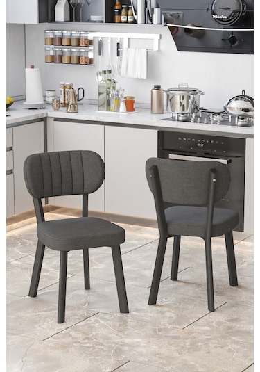 Parla Mutfak Sandalyesi Yemek Odası Bahçe Balkon Otel Restoran Kafe Sandalyesi - 6 Adet - Antrasit Antrasit