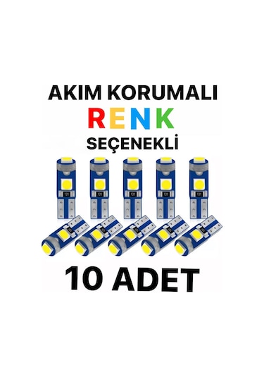 T5 Led Oto Kilometre Kadran Ambians Aydınlatma Ampulü 10 Adet