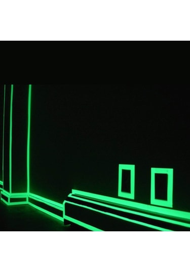 Karanlıkta Işık Veren Yansıyan 4 Metre Fosforlu Yeşil Şerit Bant (432996392)