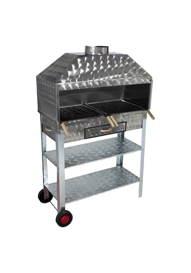 Metehan MTH-210 Geniş Aile Boy - Davlumbazlı - Maltız Izgaralı - 2 Tekerlekli Mangal