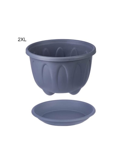 Gri Saksı Avlu İçin Yararlı Hafif Yuvarlak Plastik Bahçe Ekici Yüksek Kaliteli Güzel 2xl