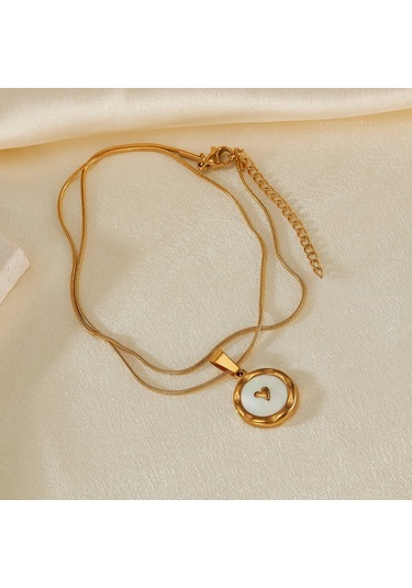 Sones Opk Gx2425 Paslanmaz Çelik Yuvarlak Kalp Kolye Mizaç Köprücük Kemiği Zinciri