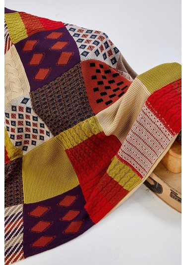 Peraluna Çift Kişilik Patch Özel Tasarım Battaniye 170X250 Cm-170X250 Cm Karışık