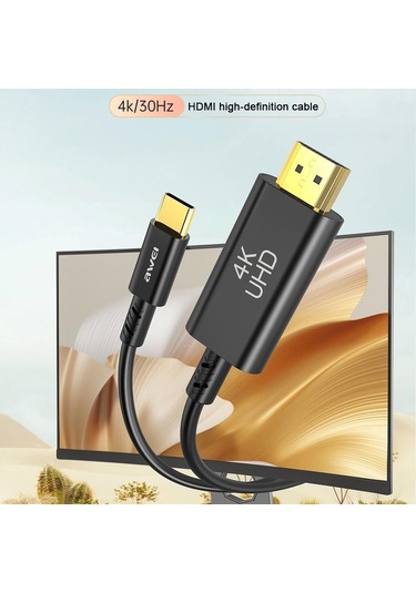 Awei Cl-212t Usb-c / Type-c - Hdmı 4k 30hz Hd Adaptör Kablosu, Uzunluk: 1.8m Siyah
